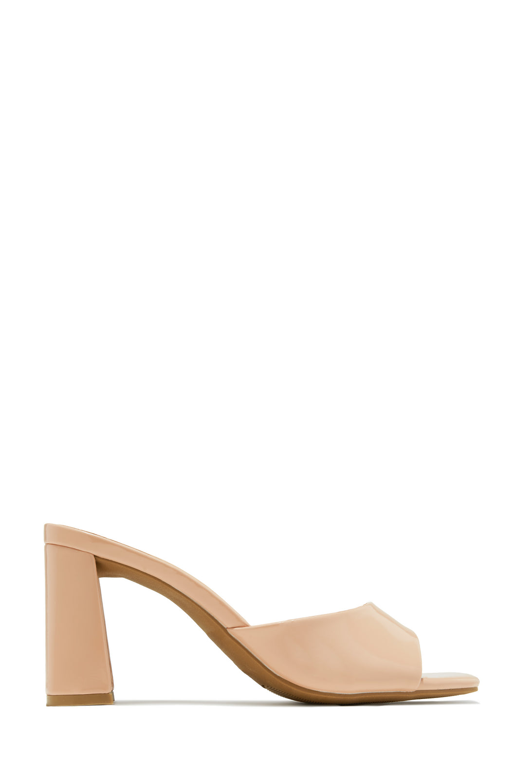 Layla Block Heel Mules - Nude Pat