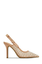 Load image into Gallery viewer, Yali Embellished Mesh Slingback Pumps - Nude
