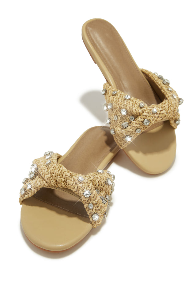 Load image into Gallery viewer, Nude Slip On Summer Sandals with Embellished Detailing
