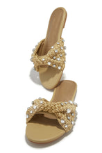 Load image into Gallery viewer, Natural Slip On Embellished Sandals
