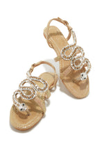 Load image into Gallery viewer, Nude Snake Rhinestone Pendant Sandals
