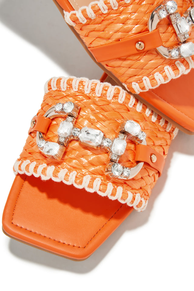 Load image into Gallery viewer, Cabo Vacay Embellished Slip On Sandals - Orange
