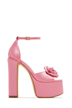 Load image into Gallery viewer, Platform Pink Satin Heels

