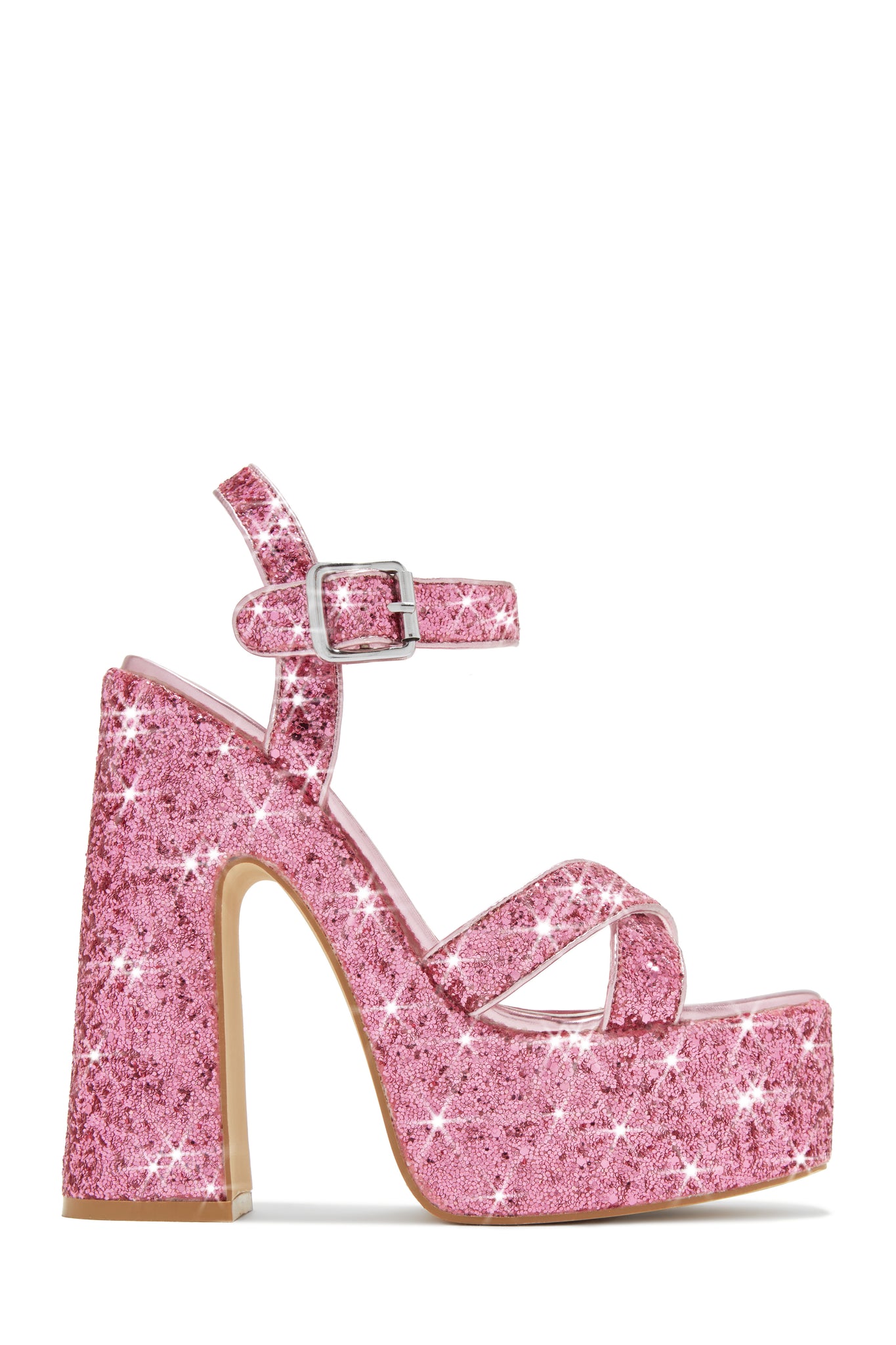 Fun Pink Glitter Heels - Ankle Strap Heels - Party Heels - $36.00 - Lulus