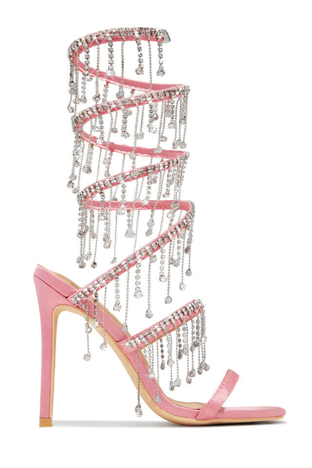 Load image into Gallery viewer, Mariah Embellished Around The Ankle Coil Heels - Pink
