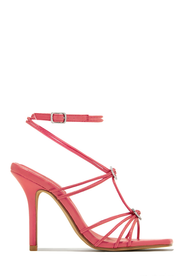 Load image into Gallery viewer, Lovestruck Embellished Strappy High Heels - Red
