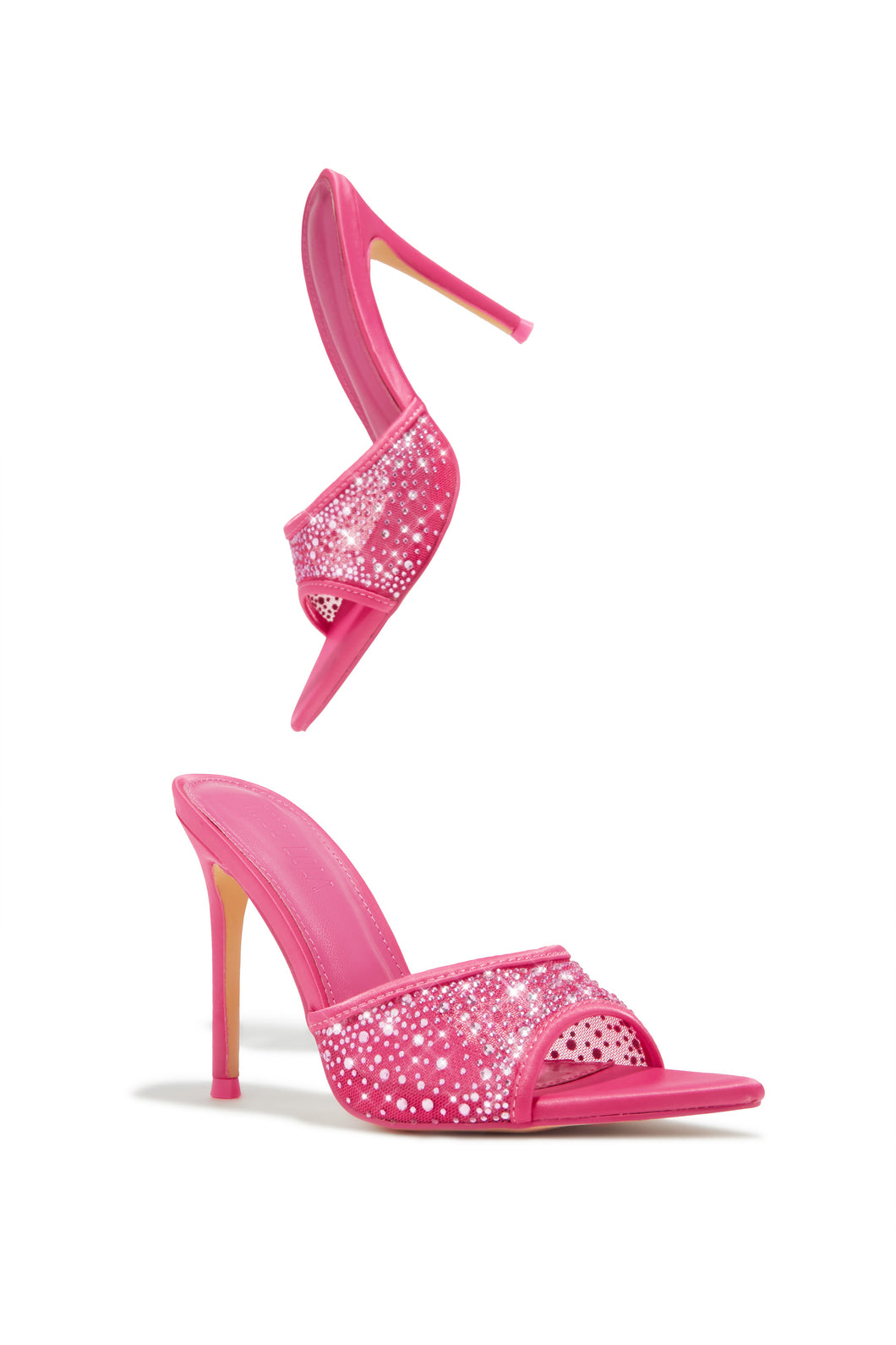 Kari Embellished High Heel Mules - Pink