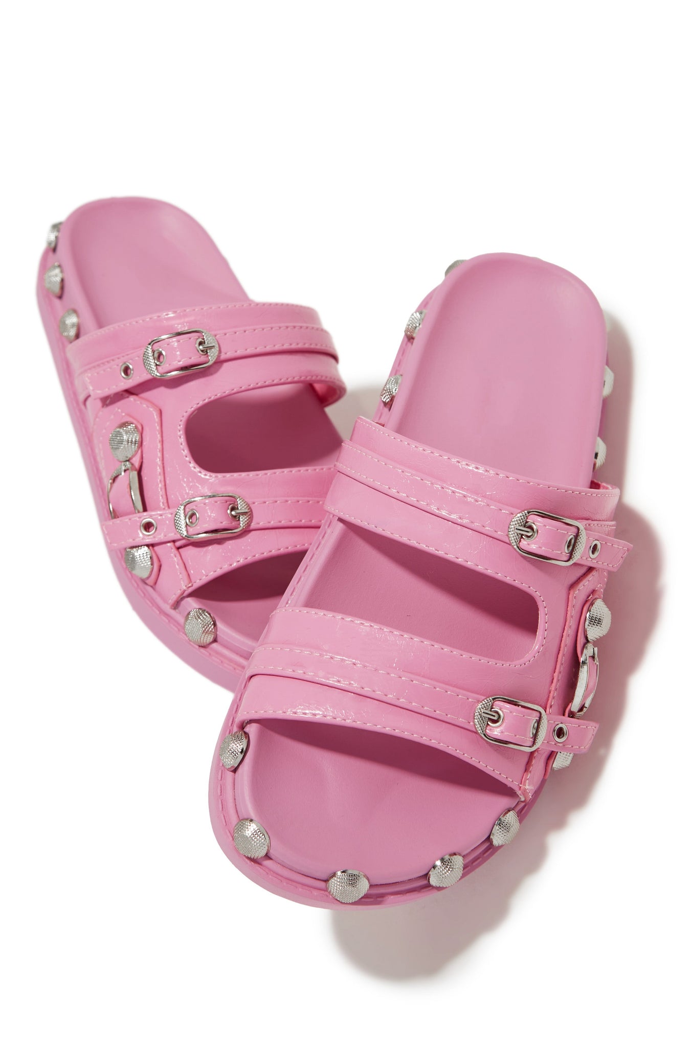 Miss Lola Erika Pink Slip On Sandals MISS LOLA