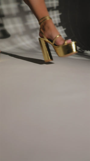 gold tone platform heels video