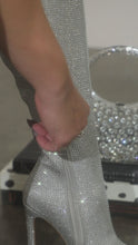 Load and play video in Gallery viewer, Video of silver rhinestone embellished booties
