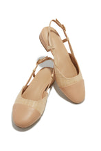 Load image into Gallery viewer, Natural Faux-Raffia Slingback Super Mini Chunky Heel Flats
