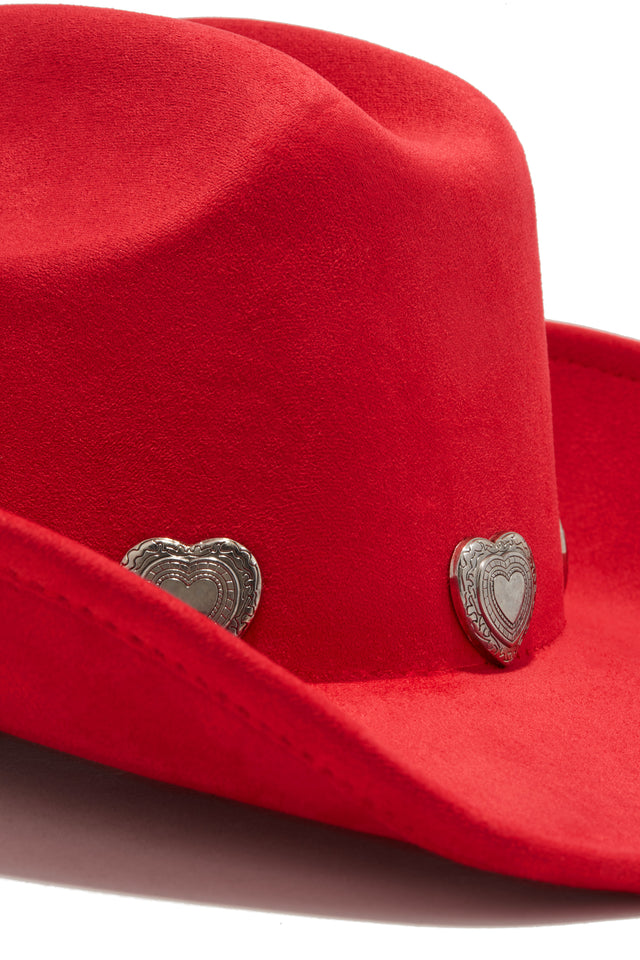 Load image into Gallery viewer, Heartbreaker Heart Pendants Cowgirl Hat - Red
