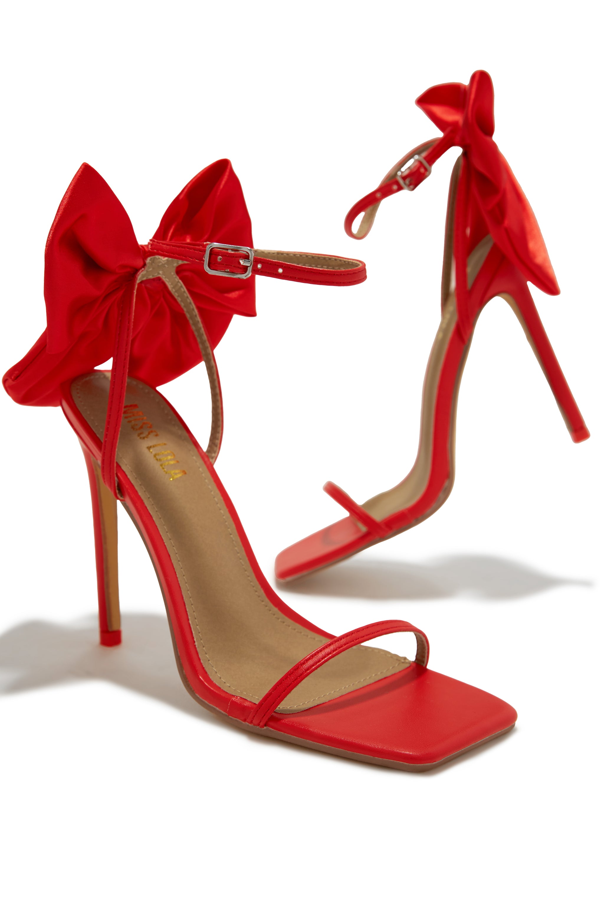 Red ribbon high heels fashion