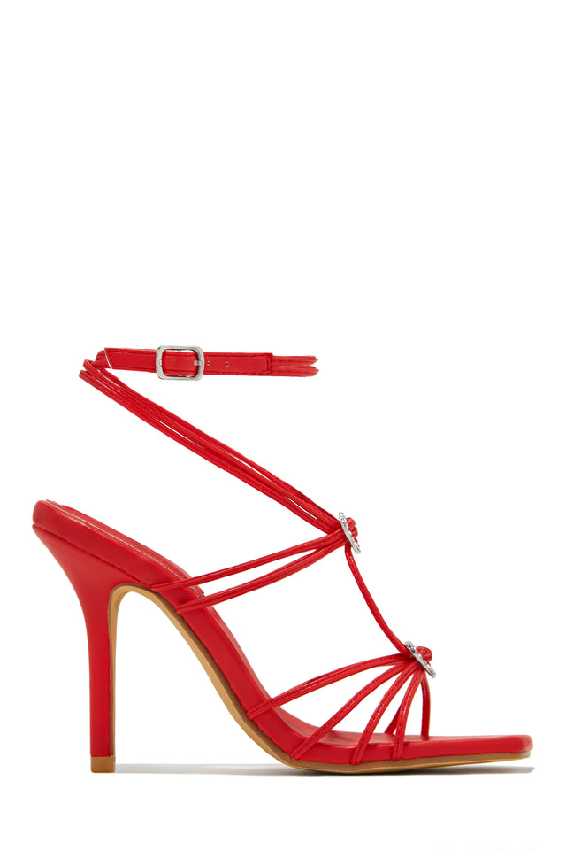 Load image into Gallery viewer, Lovestruck Embellished Strappy High Heels - Red
