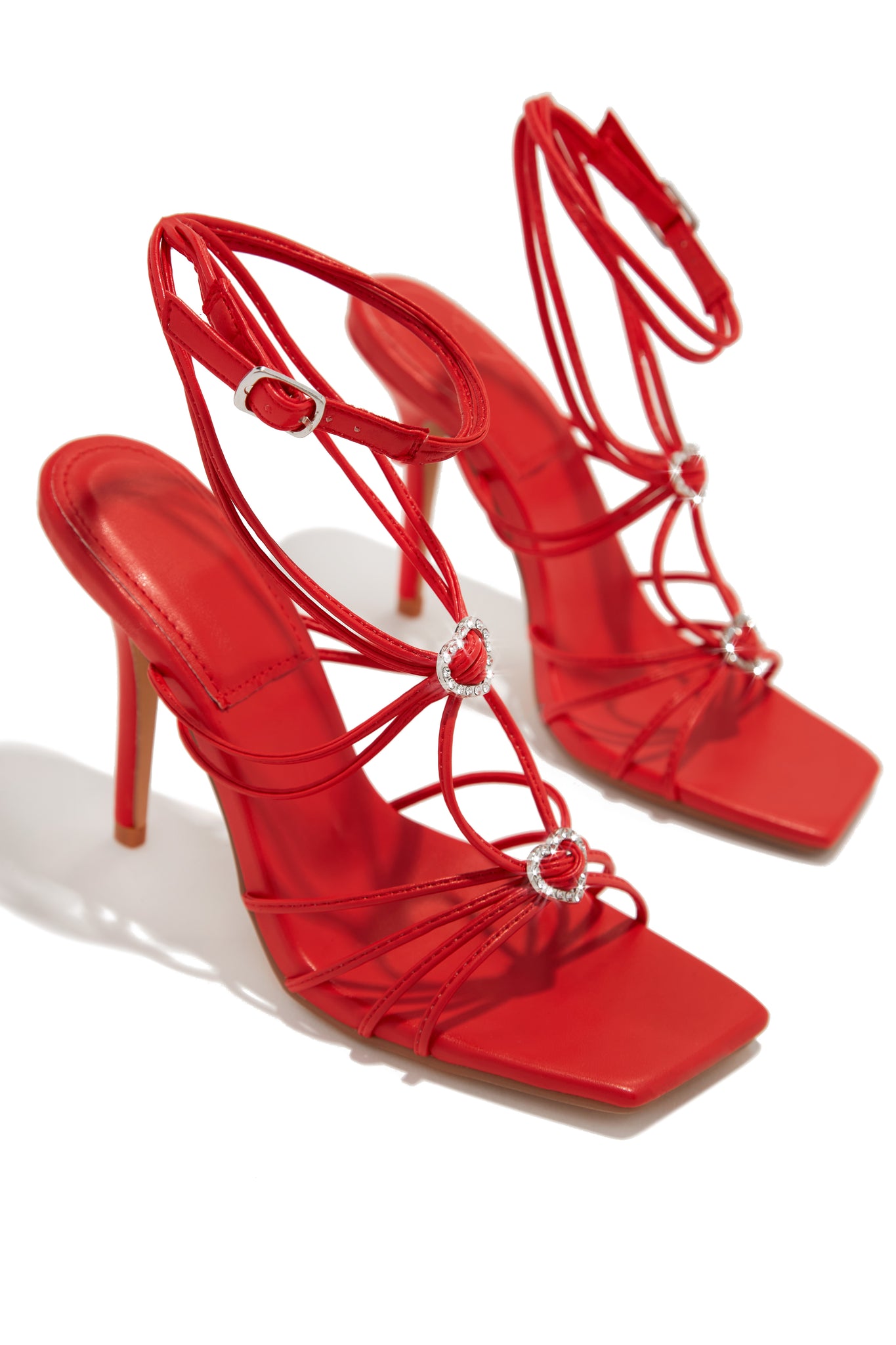 High heel ankle strap sandals in red suede . PURA LOPEZ