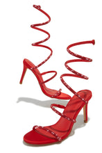 Load image into Gallery viewer, Sushmita Embellished Around The Ankle Coil Heels - Red
