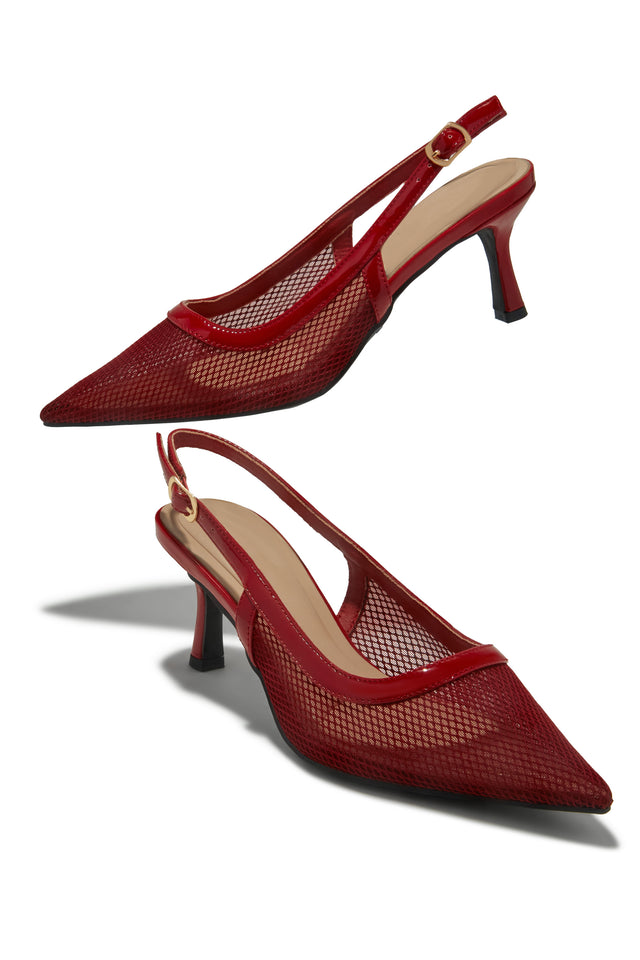 Load image into Gallery viewer, Chloey Slingback Mid Heel Pumps - Wine
