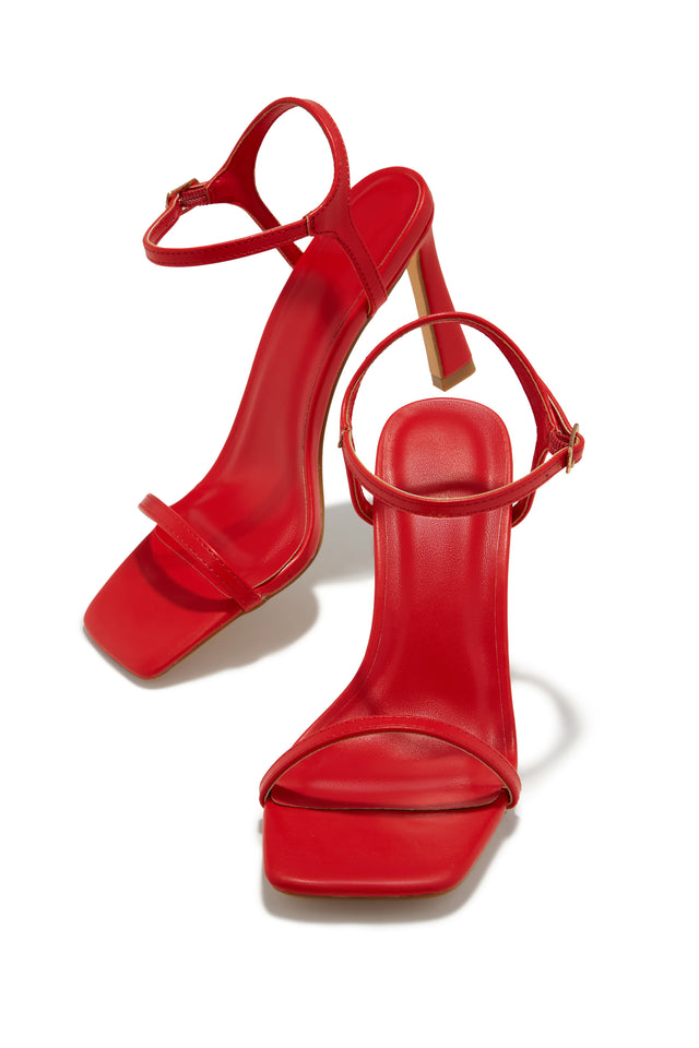 Load image into Gallery viewer, Red Open Square Toe Heels
