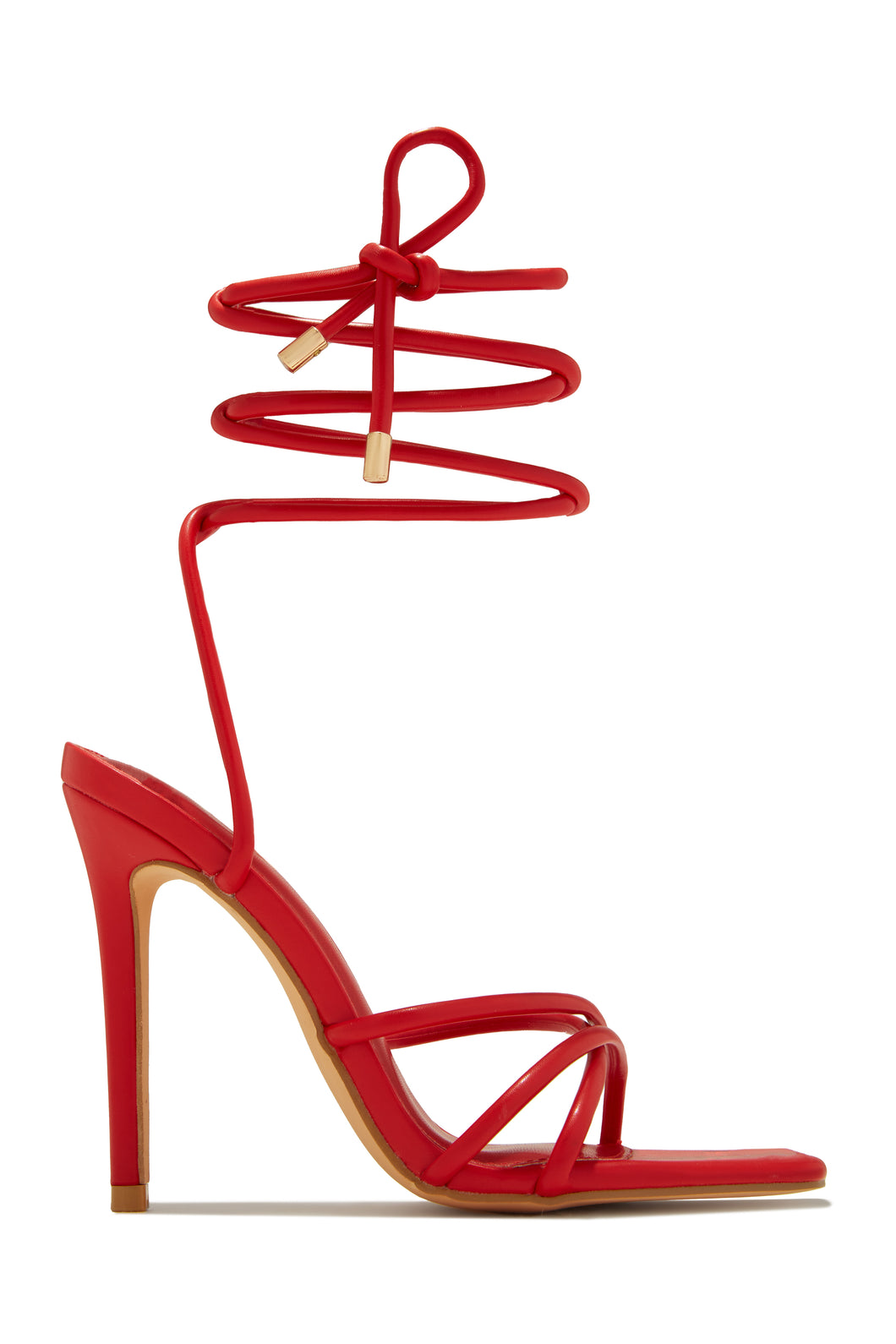 Holly Lace Up Strappy Heels - Red