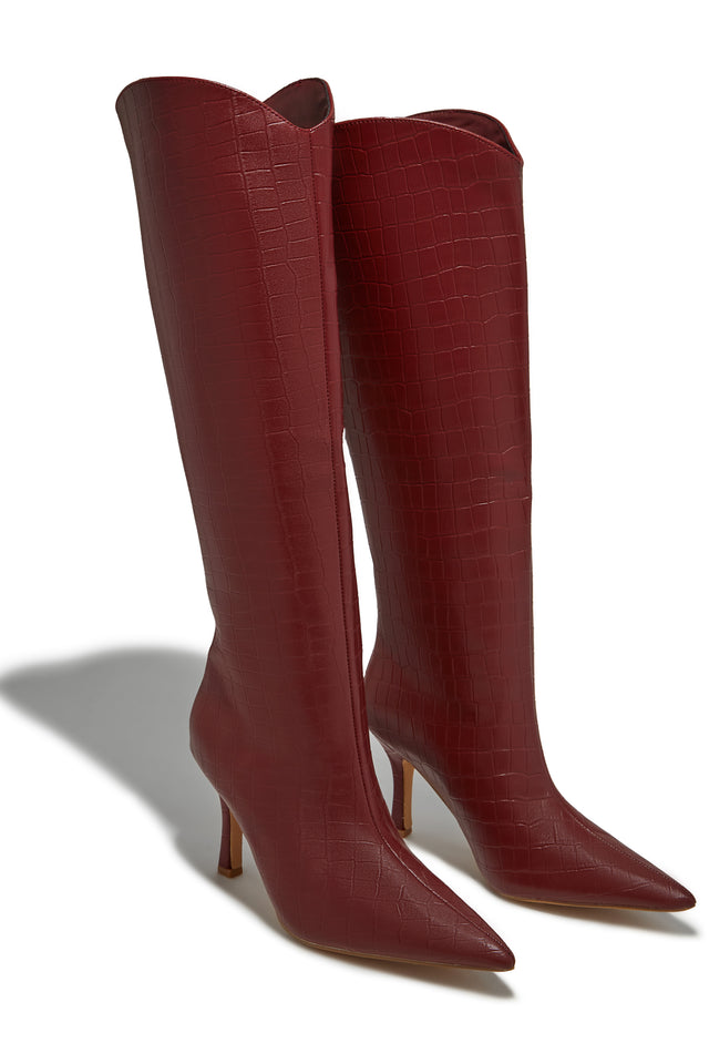 Load image into Gallery viewer, Shyla Knee High Boots - Cherry
