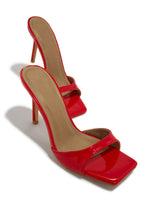 Load image into Gallery viewer, Red Slip On Open Toe Heels
