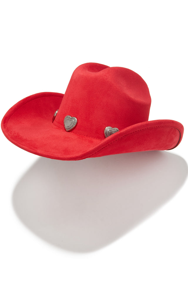 Load image into Gallery viewer, Heartbreaker Heart Pendants Cowgirl Hat - Red
