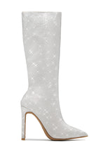 Load image into Gallery viewer, Silver-Tone Rhinestone Boots

