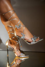 Load image into Gallery viewer, Silver Lace Up Heels
