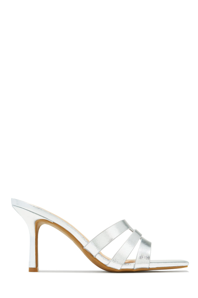 Load image into Gallery viewer, Silver-Tone Single Sole Mule Heels
