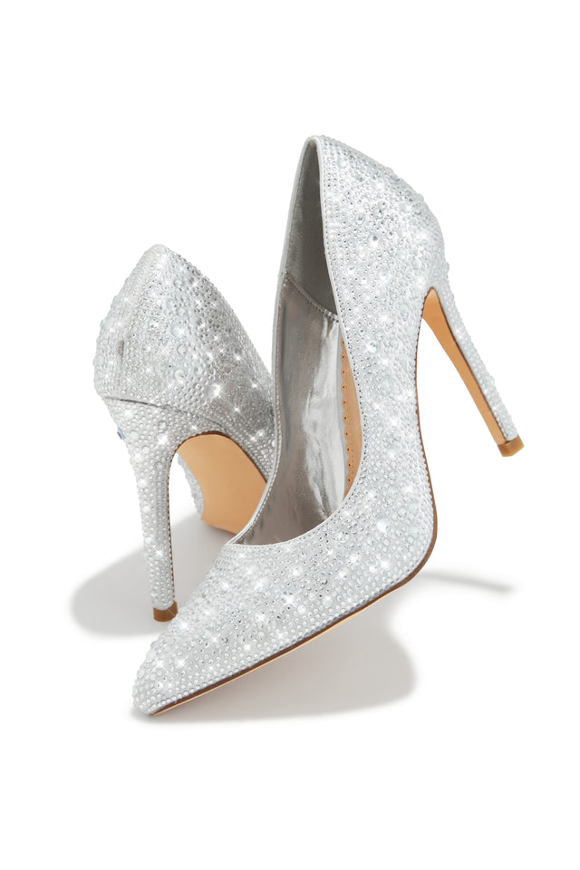 Load image into Gallery viewer, Kelly Embellished High Heel Pumps - Silver
