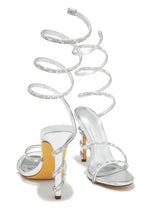 Load image into Gallery viewer, Andria Embellished Around The Ankle Coil Heels - Silver
