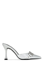 Load image into Gallery viewer, Amyra Pointed Toe High Heel Mules - Silver
