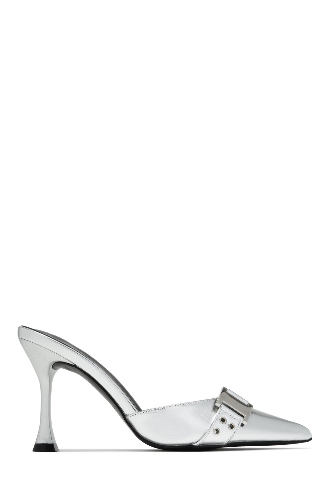 Amyra Pointed Toe High Heel Mules - Silver