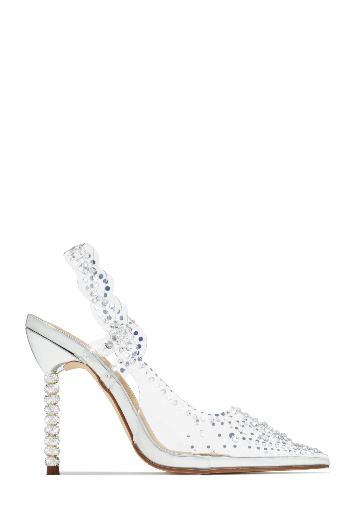 Miss Lola | Gianella Silver Embellished Slingback Pump Heels – MISS LOLA