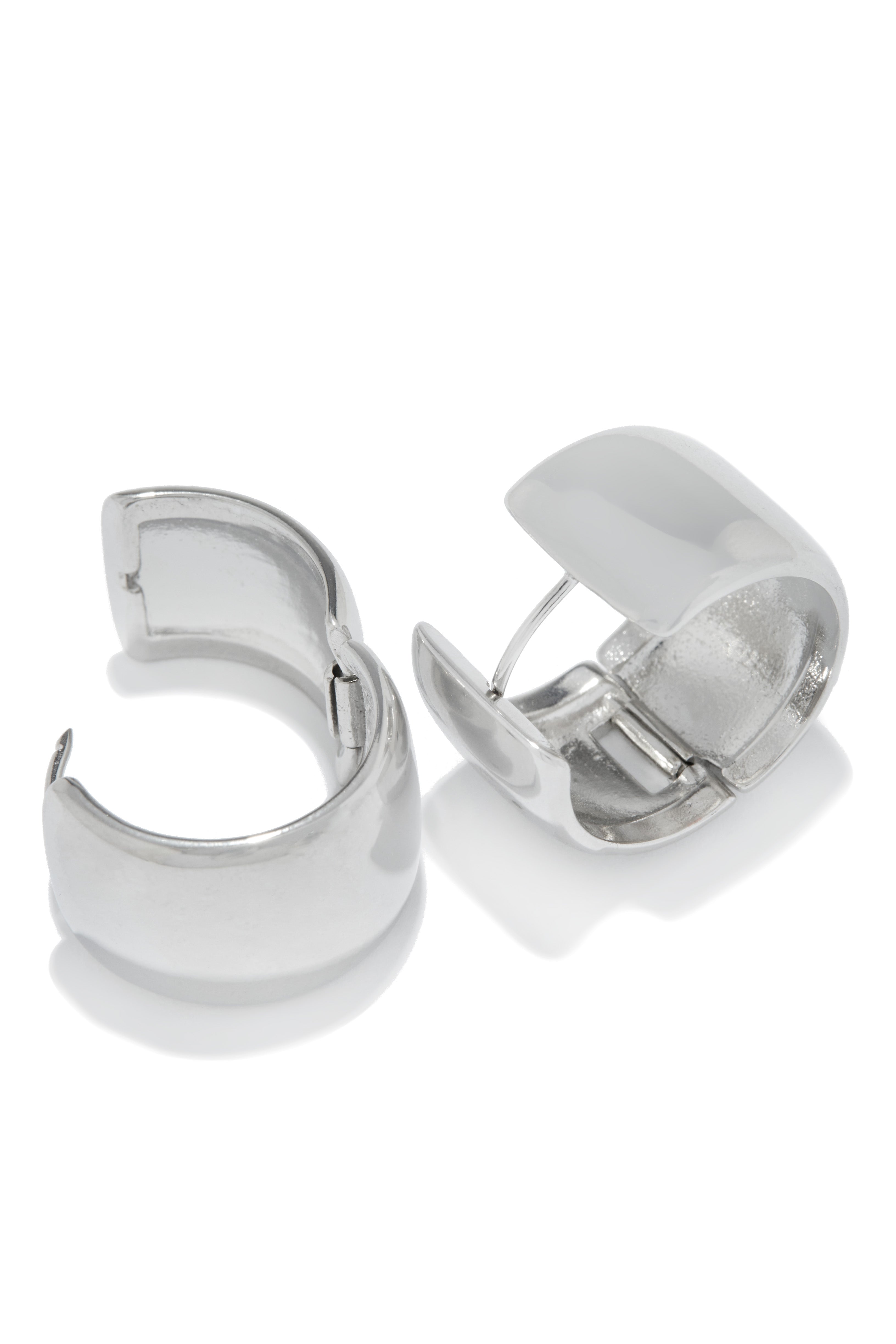 Miss Lola | Jacey Silver Chunky Hoop Earring – MISS LOLA