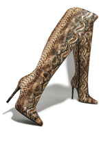 Load image into Gallery viewer, Genesis Knee High Heel Boots - Snake
