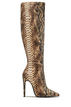 Load image into Gallery viewer, Genesis Knee High Heel Boots - Snake
