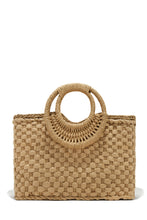 Load image into Gallery viewer, Trips To Cabo Top Handle Straw Bag - Natural
