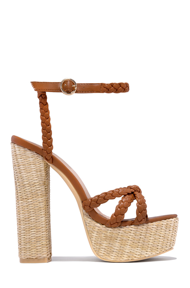 Load image into Gallery viewer, Hilda Platform Block High Heels - Tan
