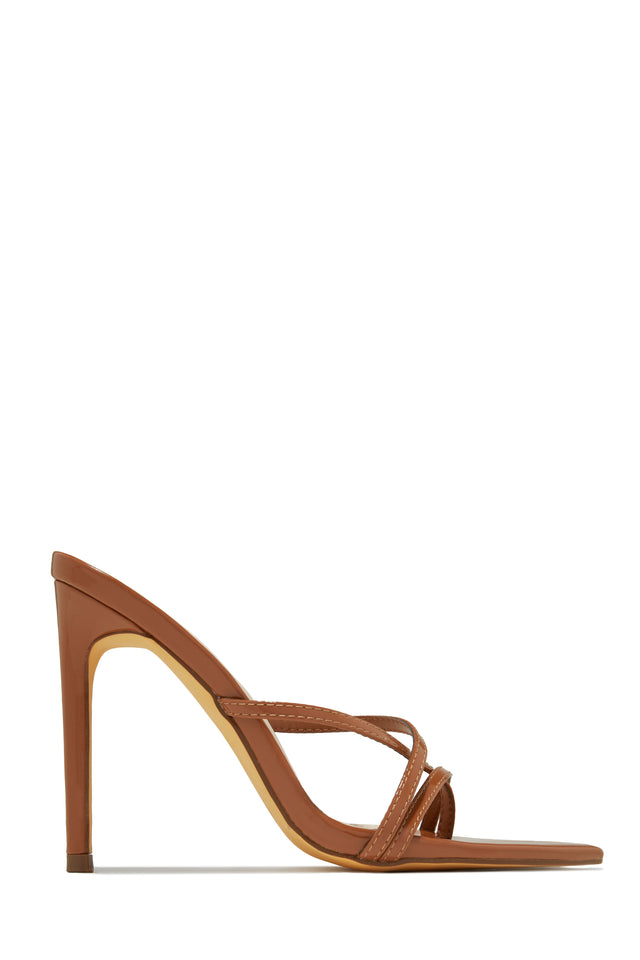 Load image into Gallery viewer, Tan Patent Open Toe Heels
