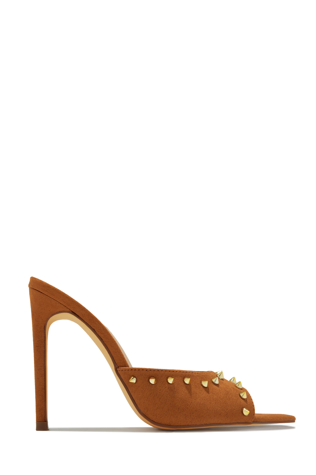 Collette Studded High Heel Mules - Tan