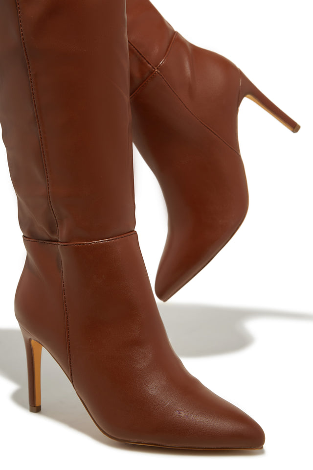 Load image into Gallery viewer, Portia Knee High Heel Boots - Brown
