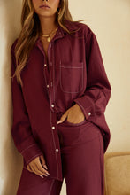 Load image into Gallery viewer, Aleza Long Sleeve Button Up Top - Burgundy
