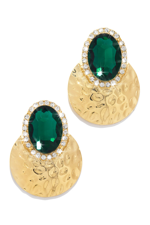 Load image into Gallery viewer, Big Stone Emerald Green Earring
