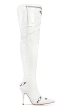 Load image into Gallery viewer, Maddison Over The Knee High Heel Boots - White
