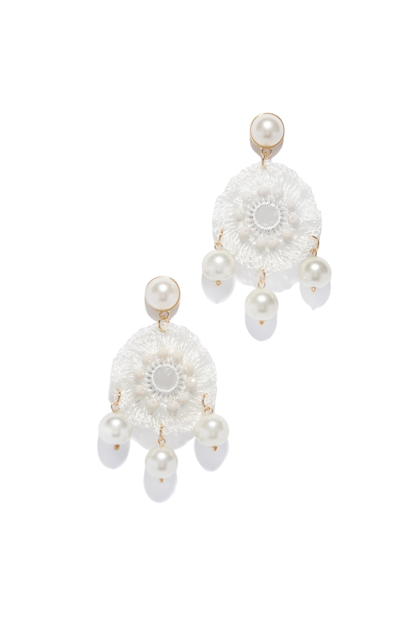 Beaded hoop earrings white multi - Marie Paige Boutique