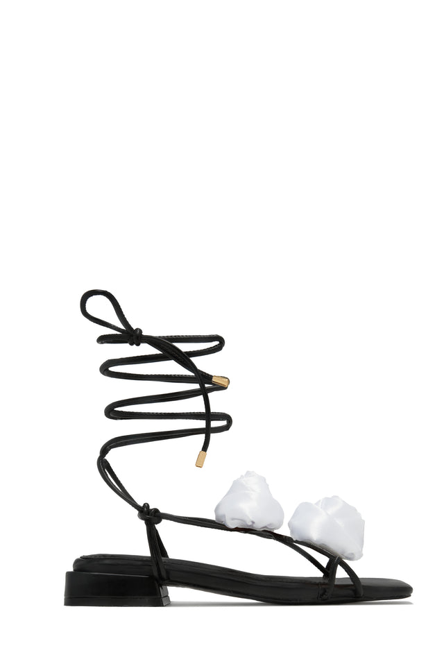 Load image into Gallery viewer, Forever Rose Floral Sandals - Black White
