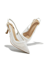 Load image into Gallery viewer, Chloey Slingback Mid Heel Pumps - Ivory
