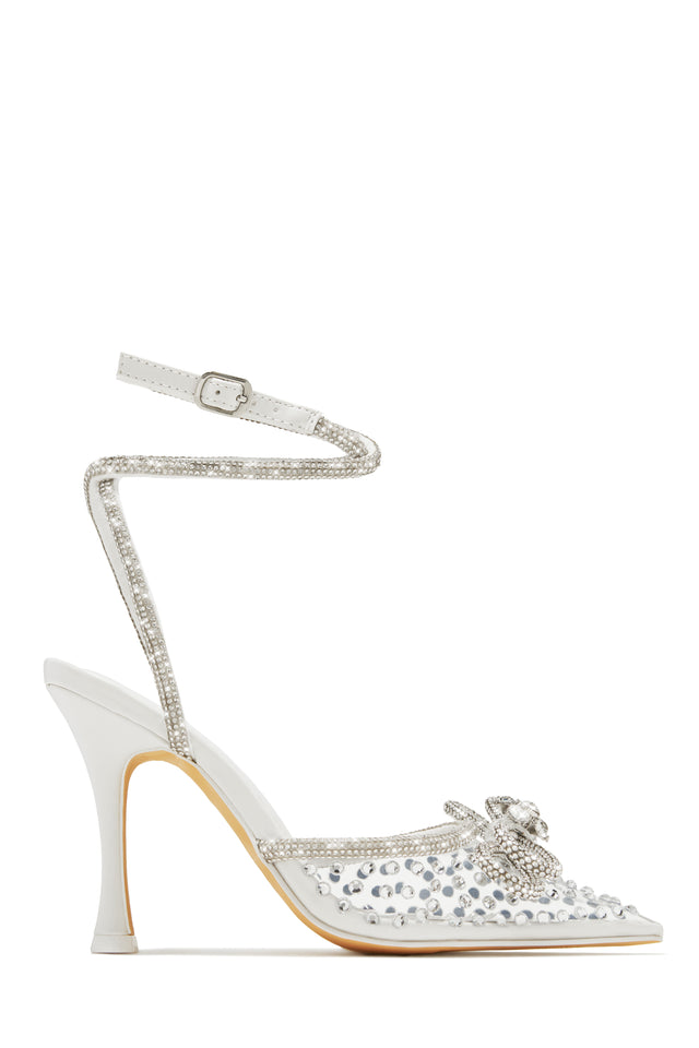 Load image into Gallery viewer, Elina Embellished Ankle Strap Pumps - White
