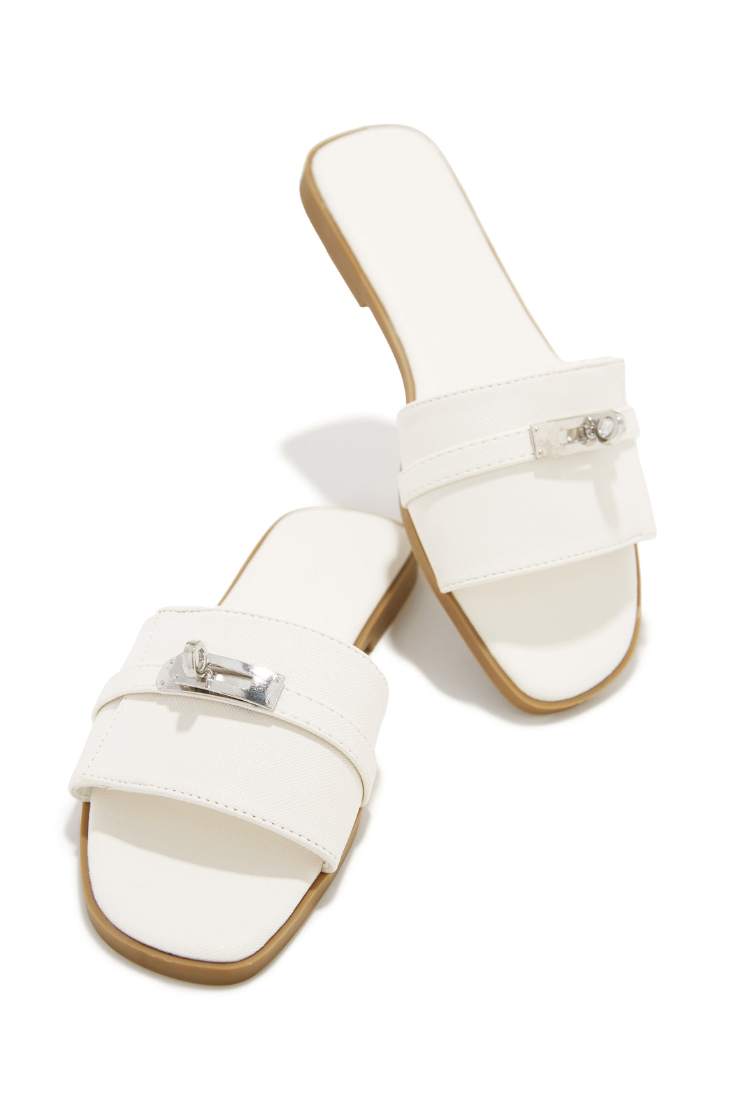 White Slip On Sandals